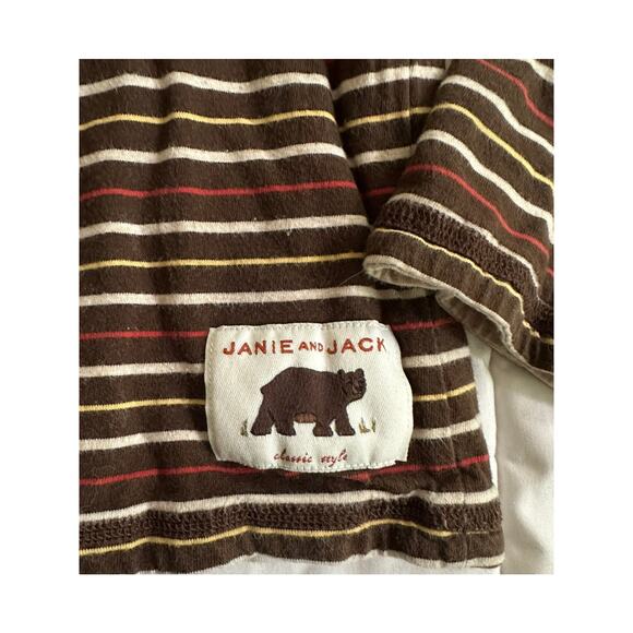 Janie & Jack Reversible Long Sleeve Shirt Stripes Forest Applique - Picture 2 of 5